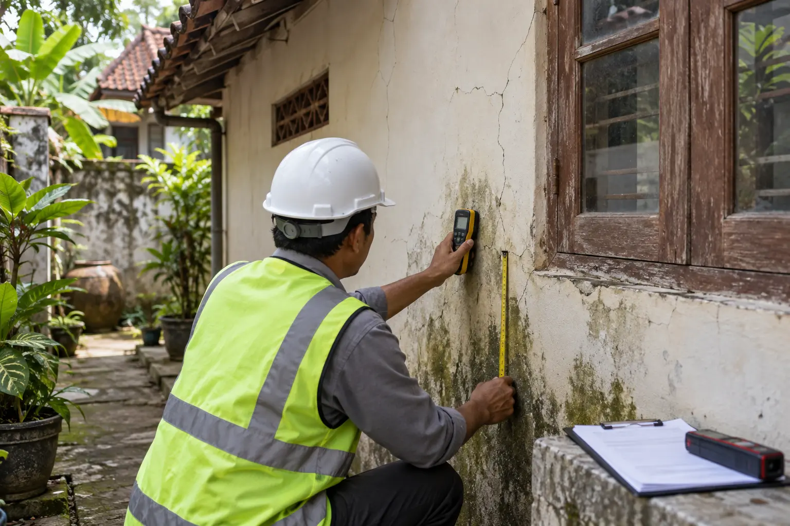Survei kondisi awal rumah lama sebelum renovasi
