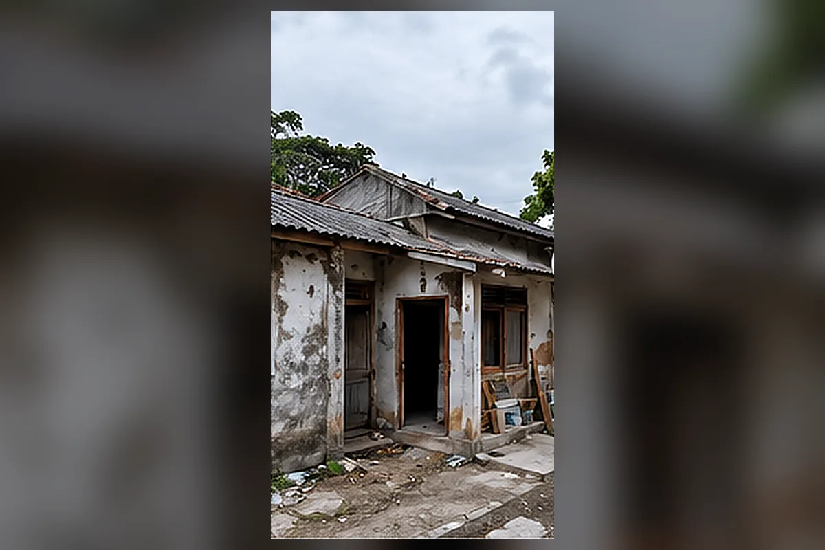 Hunian lama satu lantai sebelum renovasi menyeluruh