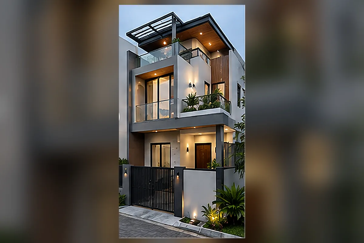 Rumah modern dua lantai setelah renovasi menyeluruh