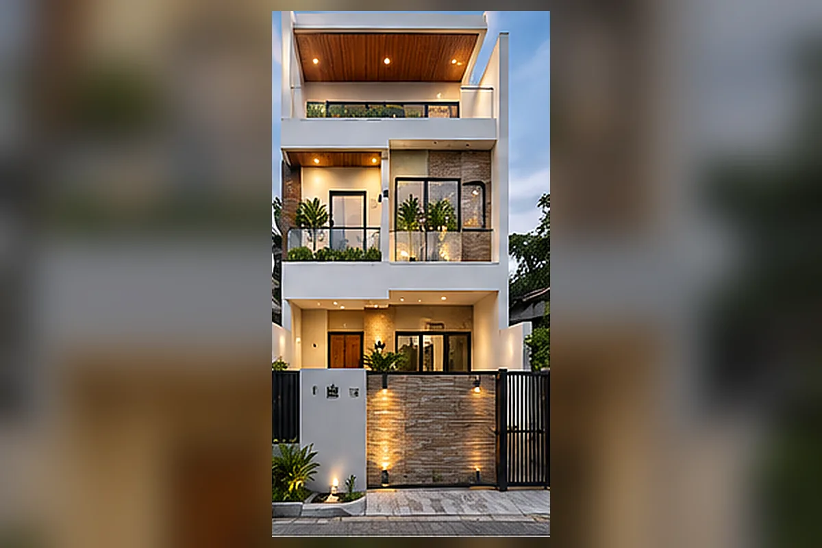 Rumah tiga lantai modern setelah renovasi